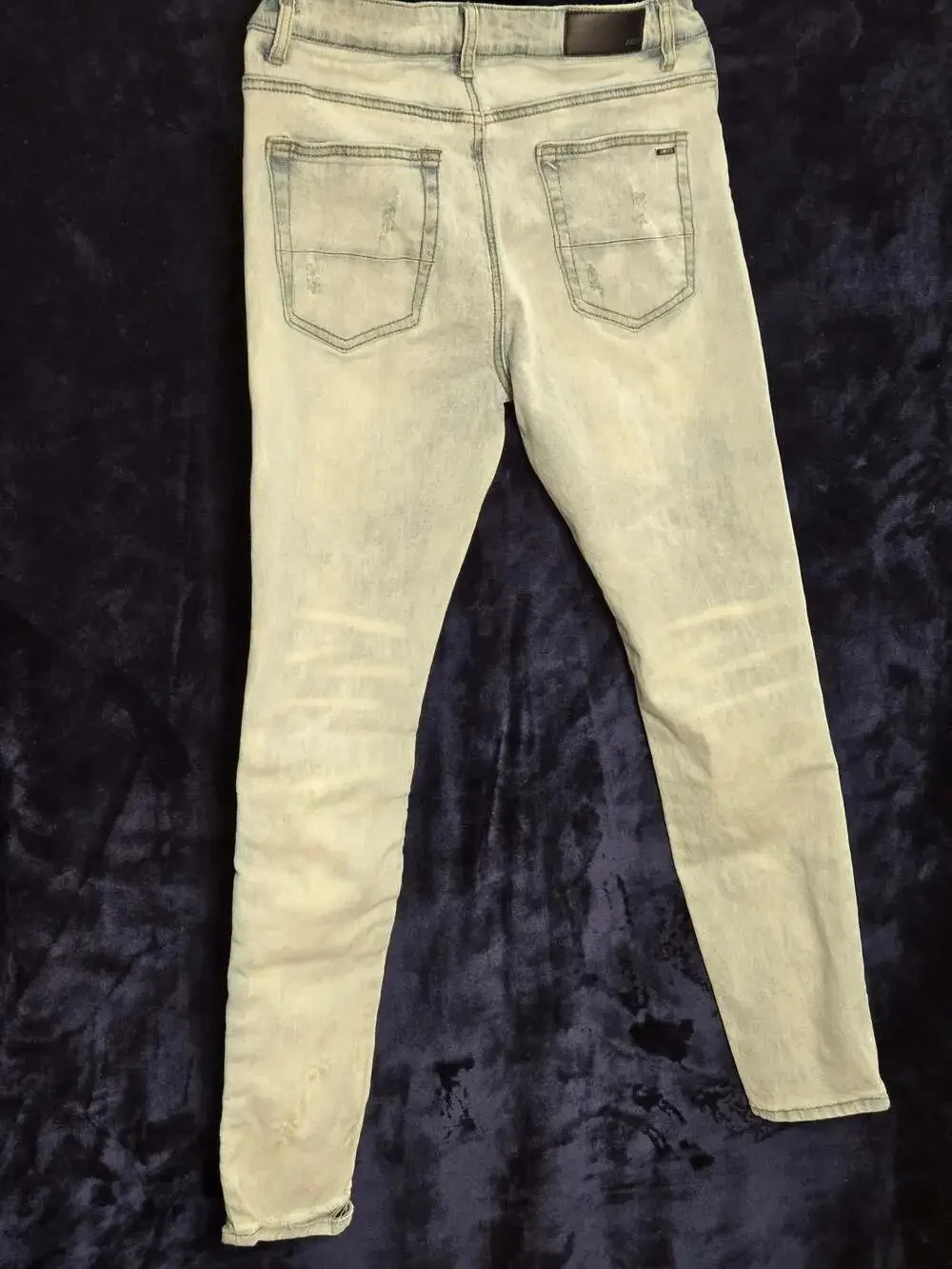 Amiri Pajama Art Patch Skinny Jeans in Light Vintage